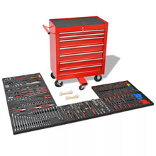 Load image into Gallery viewer, Workshop Tool Trolley with 1125 Tools Steel Red with Movable 7-drawer and Integrated Lock Tool Set Multi-Functional Toolbox
